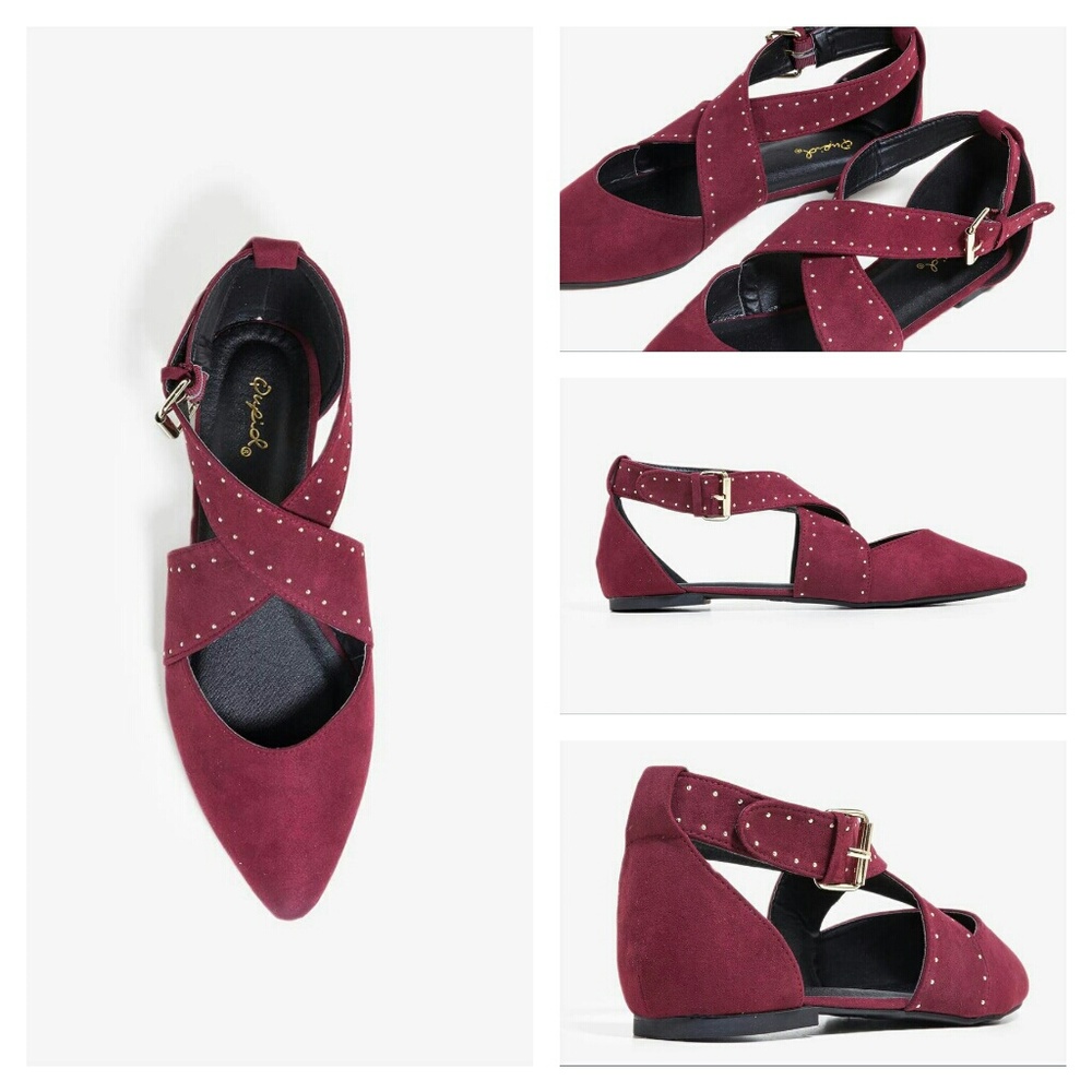 Wine/Burgundy Stud Flat
